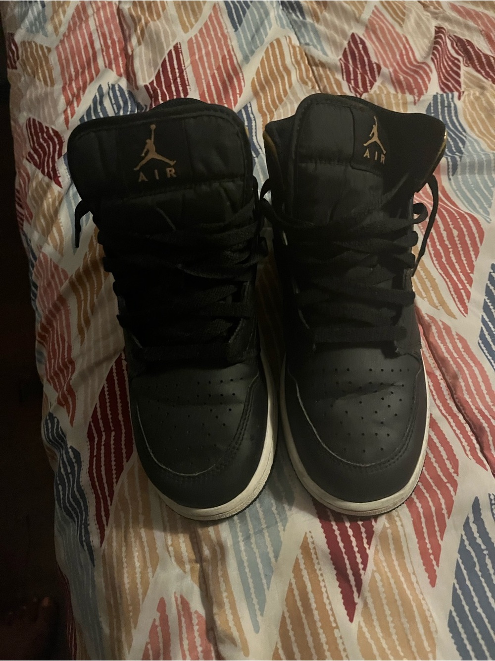 Jordan Kids Black High-Top Sneakers with Gold Jumpman